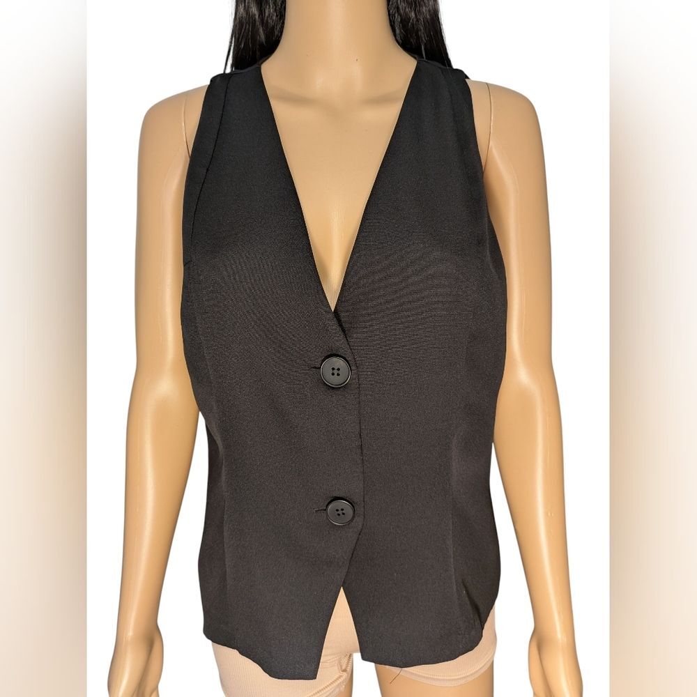 Shein Curve Women's Black Two Button Vest